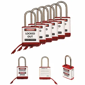 ZING 800KA6-RED Lockout Padlock, Keyed Alike, Aluminum, Std Body Body Size, Stainless Steel, Std, Red | CV4HTK 55KD34