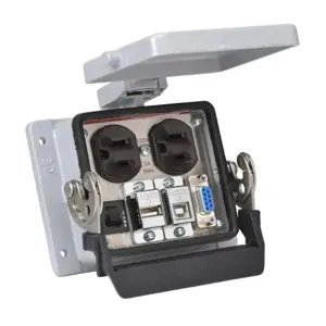 ZIPPORT ZP-PDA-32-401 Panel Interface Connector, Duplex 120 VAC Outlet, 9-Pin D-Sub Connector | CV7FTX