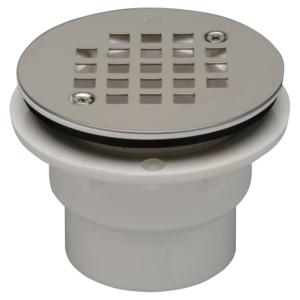 ZURN FD2260-PV2 PVC Shower Stall Drain, 4 1/6-Inch Round, Stainless Steel-Strainer | CV8NHB