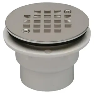 ZURN FD2260-PV2 PVC Shower Stall Drain, 4 1/6-Inch Round, Stainless Steel-Strainer | CV8NHB